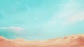 Low angle view of a serene desert landscape featuring smooth sand dunes under a bright turquoise sky with wispy clouds Royalty Free Stock Photo