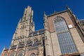 Low angle view of the side facade of Eusebius Church in Arnhem. Royalty Free Stock Photo