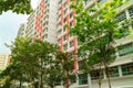 Low angle view of Singapore Public Housing Apartments in Punggol District, Singapore. Housing Development BoardHDB Royalty Free Stock Photo