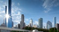 Low angle view of skyscrapers in a city, Chicago, Cook County, I Royalty Free Stock Photo