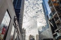 Low Angle View of Skyscrapers Reflecting Clouds in the Sky in Financial District, Lower Manhattan, New York City, USA Royalty Free Stock Photo