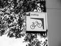 Low angle view of Stalling sign parking bicycle