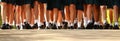 Low angle view of students feet and legs entering the school yard