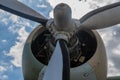 Low angle view of three bladed propeller