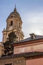 Low angle view of tower at Malaga Cathedral Royalty Free Stock Photo