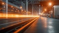 Train Tracks At Night With Blurred Lights Royalty Free Stock Photo