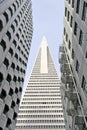 Low angle view of the Transamerica Pyramid San Francisco designed by William Pereira