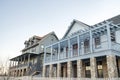 Low angle view of two luxurious houses against the clear sky