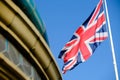 Low angle view of union jack flag Royalty Free Stock Photo