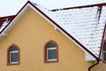 Low angle view of the upper floors of a new large house. Window Royalty Free Stock Photo