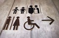 Low Angle View of Various Designs of Toilet Symbols Royalty Free Stock Photo