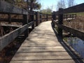 Low angle view of a walkway bridge over water