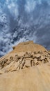 Low angle view of the western profile with limestone sculptures of pioneer navigators from the Monument to the Discoveries in