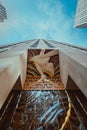 Low angle view of the Wisdom statue, Rockefeller Center, NYC. Royalty Free Stock Photo