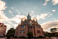 Low angle wide lense shot of the Christian church St. Pauls church in MalmÃÂ¶, Sweden