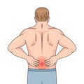 Low back pain in back man diagram medical science Royalty Free Stock Photo