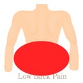 Low back pain icon, cartoon style Royalty Free Stock Photo