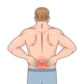 Low back pain in back man diagram medical science Royalty Free Stock Photo