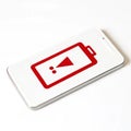 Low battery alert isolated on white background Royalty Free Stock Photo