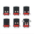 Low battery cartoon character with various angry expressions