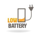 low battery charge icon with text Royalty Free Stock Photo