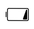 Low battery charge, minimal black and white outline icon. Flat vector illustration. Isolated on white.