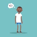 Low battery conceptual illustration. young exhausted black man t
