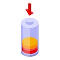 Low battery icon isometric vector. Power energy