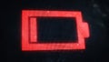 Low battery pixelate symbol. Need to charge icon on old screen