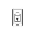 low battery smartphone icon. Element of artificial intelligence icon for mobile concept and web apps. Thin line low battery smartp