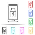 low battery smartphone multi color style icon. Simple thin line, outline vector of artifical icons for ui and ux, website or