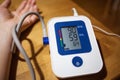Low blood pressure and pulse. measurement with monitor Royalty Free Stock Photo