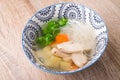 Low-calorie diet soup with chicken, potatoes, carrots, noodles Royalty Free Stock Photo