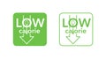 Low Calorie stamp with spoon and arrow down