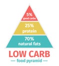 The Low Carb Diet Food Pyramid. Vector illustration. Infographic