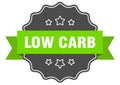 low carb label. low carb isolated seal. sticker. sign