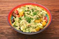 Low carbs Tuna Avocado Salad in glass bowl. Royalty Free Stock Photo