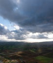Aerial View of Clouds and Vineyards in Livermore, California Royalty Free Stock Photo
