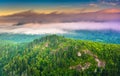 Low clouds over the Appalachian Mountains at sunrise, seen from Royalty Free Stock Photo