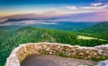 Low clouds over the Appalachian Mountains at sunrise, seen from Royalty Free Stock Photo