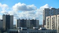 Low clouds over city