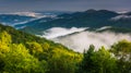 Low clouds in a valley, seen from Newfound Gap Road in Great Smoky Mountains National Park, North Carolina. Royalty Free Stock Photo