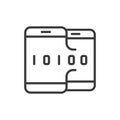 Low-code app, icon in line design. Low-code, app, development, platform, visual, automation, workflow on white