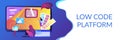 Low code development concept banner header. Royalty Free Stock Photo