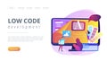 Low code development concept landing page. Royalty Free Stock Photo