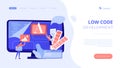 Low code development concept landing page. Royalty Free Stock Photo