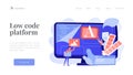 Low code development concept landing page. Royalty Free Stock Photo