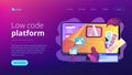 Low code development concept landing page. Royalty Free Stock Photo