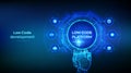 Low code platform and No Code development technology concept. LCDP and NCDP - software development using graphical interfaces.