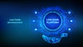 Low code platform and No Code development technology concept in wireframe hand. LCDP and NCDP - software development using